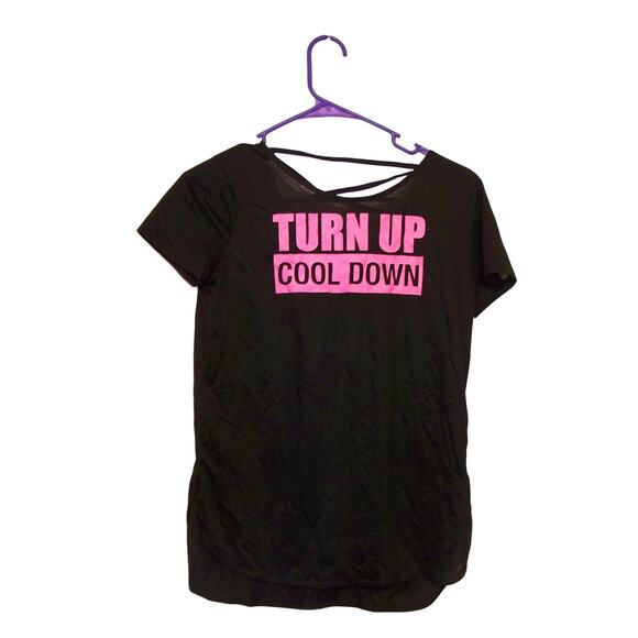 Energie Women's Black Size S "Turn up" Short Sleeve Criss-Cross Back T-Shirt NWT - Picture 1 of 2